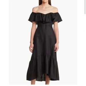 Reformation Baela Ruffle Off the Shoulder Linen Dress